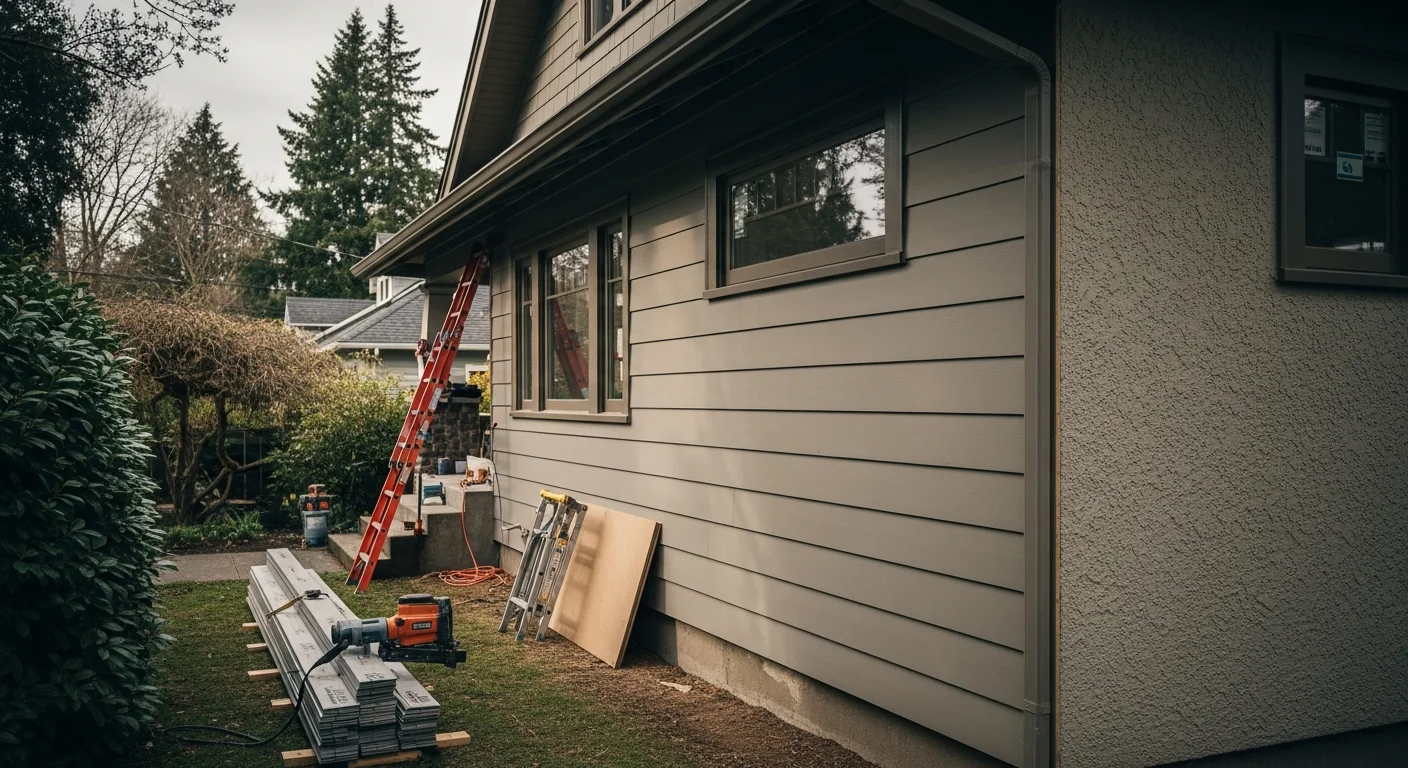 New siding installed on residential home exterior